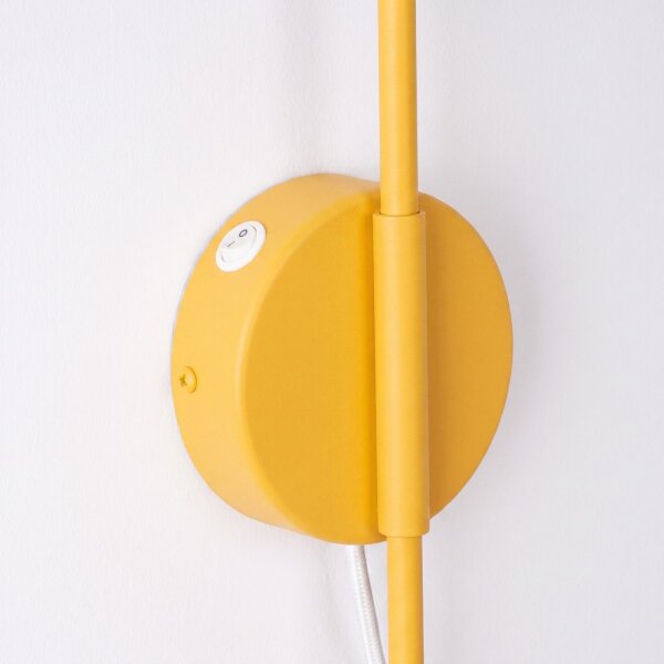 Wandlampe Stahl Gelb Schalter E14 H:30 cm wohnlich