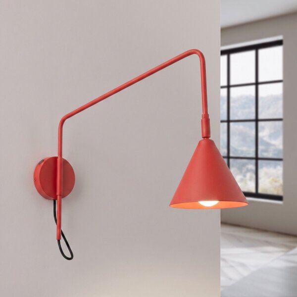 Wandleuchte Stahl Rot Schalter E14 B:14cm wohnlich