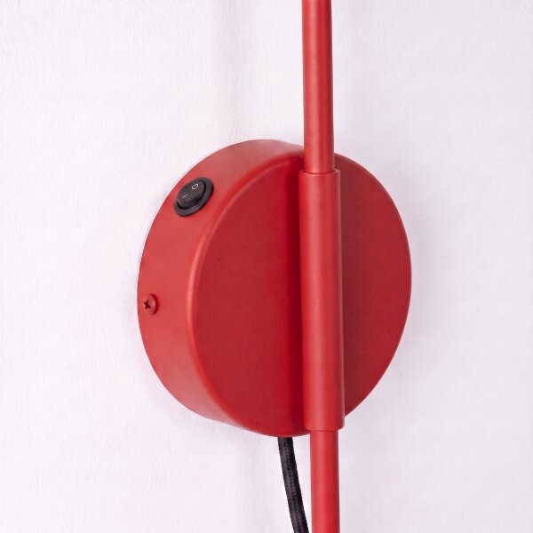 Wandleuchte Stahl Rot Schalter E14 B:14cm wohnlich