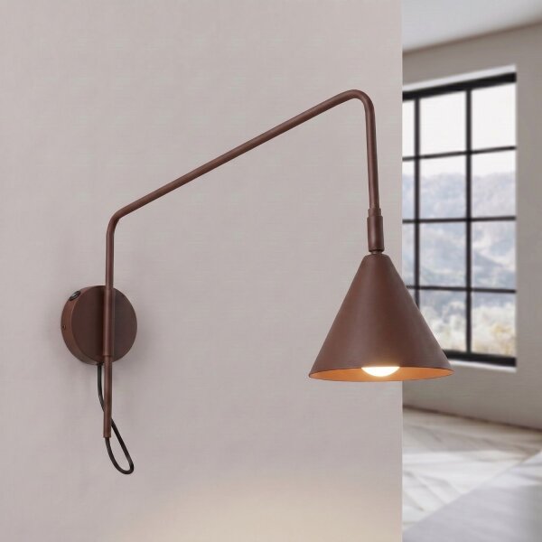 Wandlampe Stahl Braun Schalter E14 T:61cm wohnlich