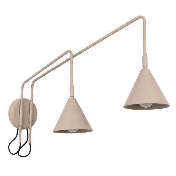 Wandlampe Stahl Taupe Schalter 2-flammig E14 T:80cm