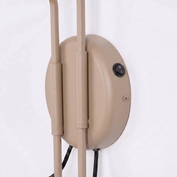 Wandlampe Stahl Taupe Schalter 2-flammig E14 T:80cm