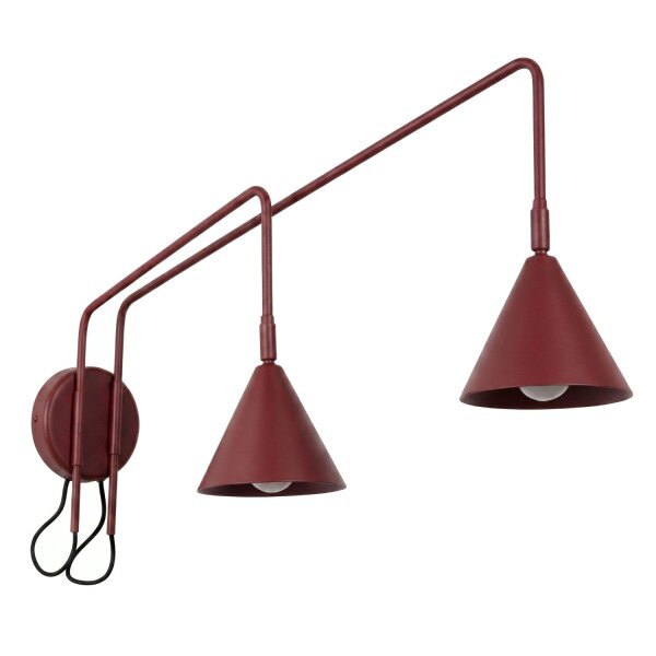 Wandlampe Stahl Burgund Schalter 2-flammig E14 H:30cm