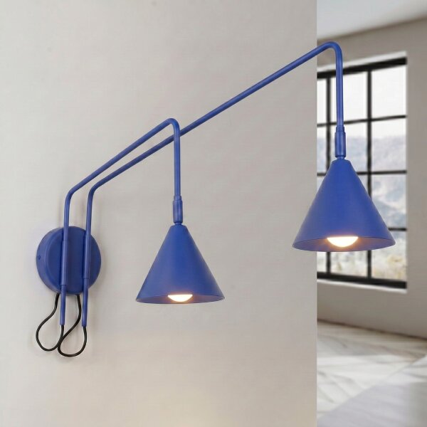 Wandlampe Stahl Ultramarin Schalter 2-flammig E14 150cm