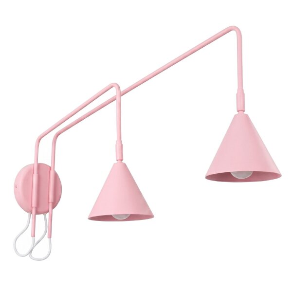 Wandlampe Stahl Rosa Schalter 2-flammig E14 T:80cm