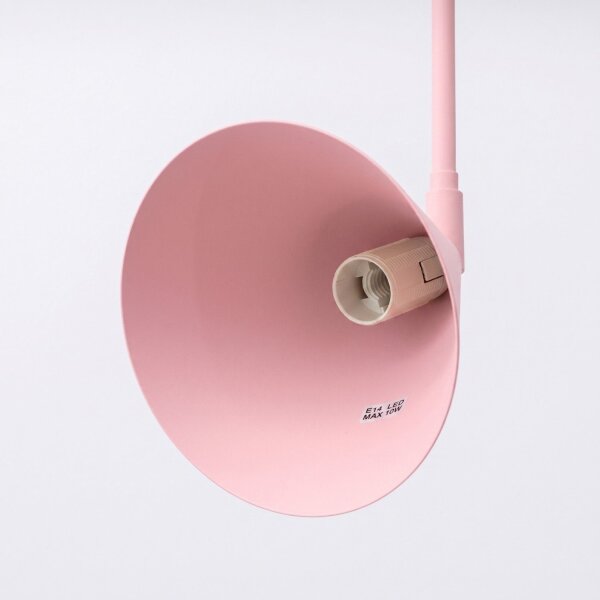 Wandlampe Stahl Rosa Schalter 2-flammig E14 T:80cm