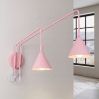 Wandlampe Stahl Rosa Schalter 2-flammig E14 T:80cm