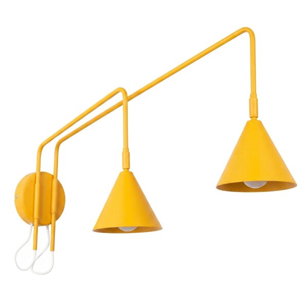 Wandlampe Stahl Gelb Schalter 2-flammig E14 B:150cm