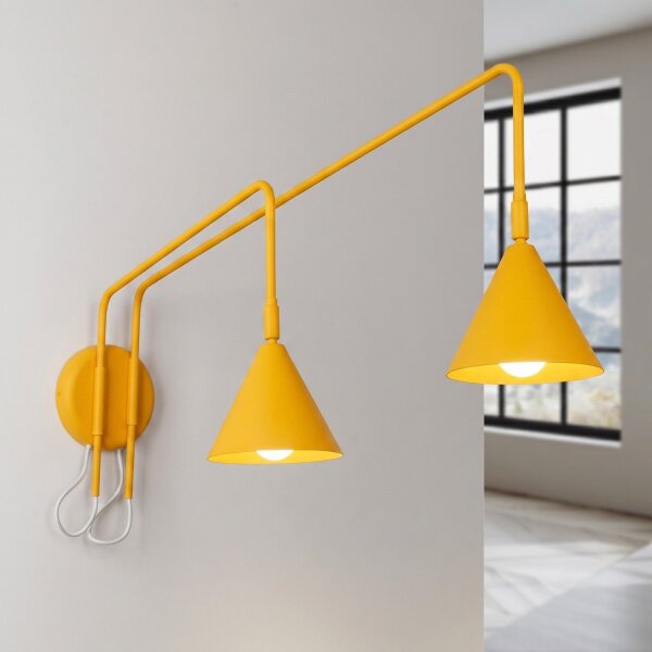Wandlampe Stahl Gelb Schalter 2-flammig E14 B:150cm