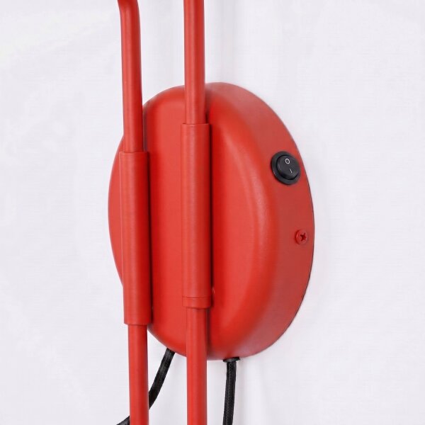 Wandlampe Stahl Rot Schalter 2-flammig E14 T:80 cm