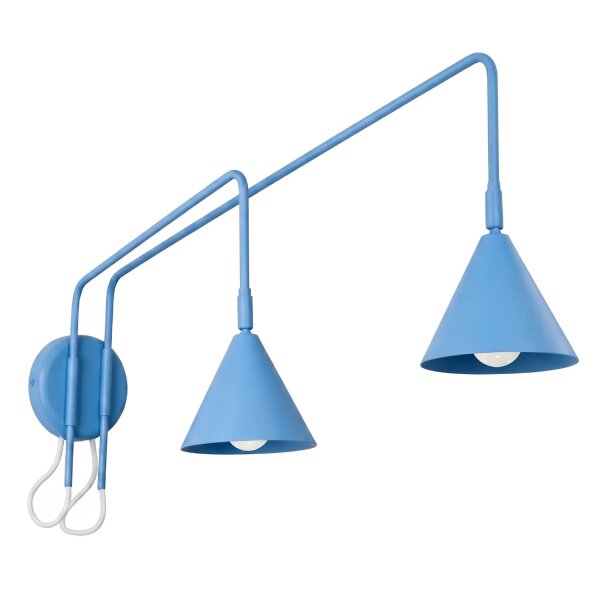 Wandlampe Stahl Hellblau Schalter 2-flammig E14 B:150cm