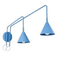 Wandlampe Stahl Hellblau Schalter 2-flammig E14 B:150cm
