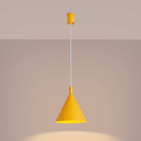 Pendelleuchte Stahl Gelb Modern E27 Ø24,5 cm rund