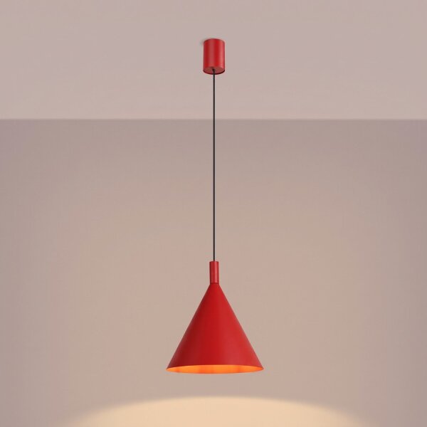Pendelleuchte Stahl Rot Modern E27 Ø24,5 cm rund