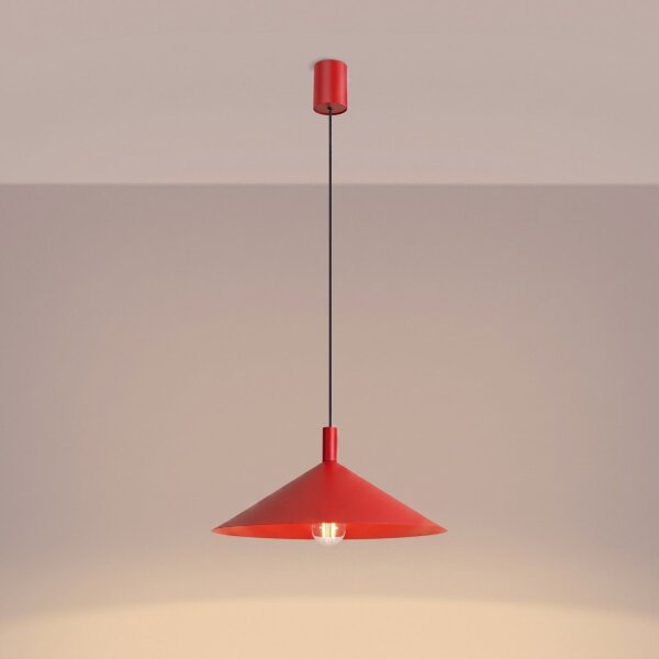 Hängelampe Stahl Rot Modern E27 Ø40cm wohnlich rund