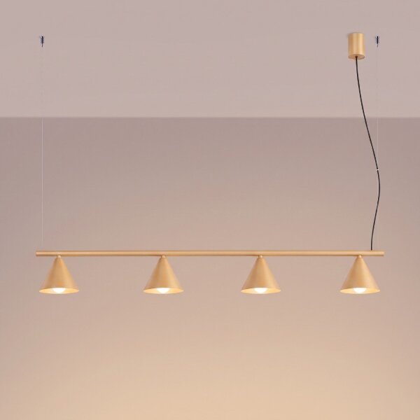Pendelleuchte Stahl Gold 4-flammig E14 L:122 cm