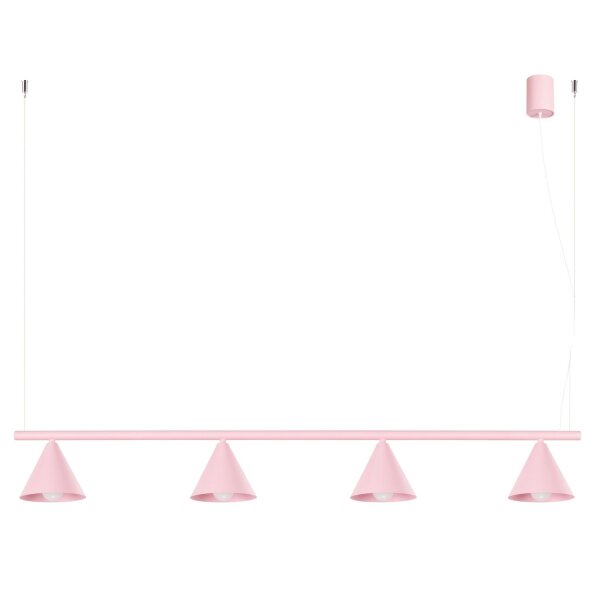 Pendelleuchte Modern Stahl Rosa 4-flammig E14 L:122 cm