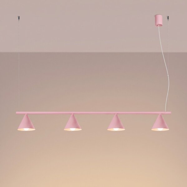 Pendelleuchte Modern Stahl Rosa 4-flammig E14 L:122 cm