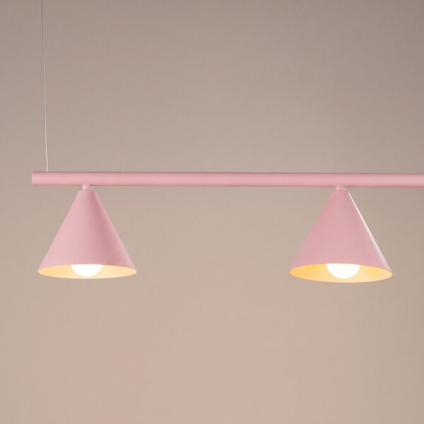 Pendelleuchte Modern Stahl Rosa 4-flammig E14 L:122 cm