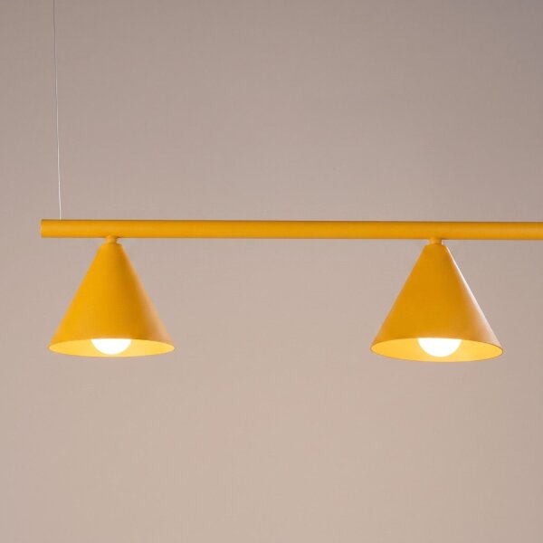 Pendelleuchte Stahl Gelb 4-flammig E14 L:122 cm Modern