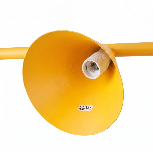 Pendelleuchte Stahl Gelb 4-flammig E14 L:122 cm Modern