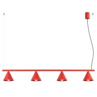 Hängelampe Stahl Rot 4-flammig E14 L:122cm wohnlich