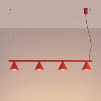 Hängelampe Stahl Rot 4-flammig E14 L:122cm wohnlich
