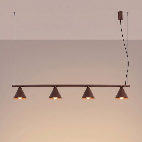 Pendelleuchte Stahl Braun 4-flammig Modern E14 L:122 cm