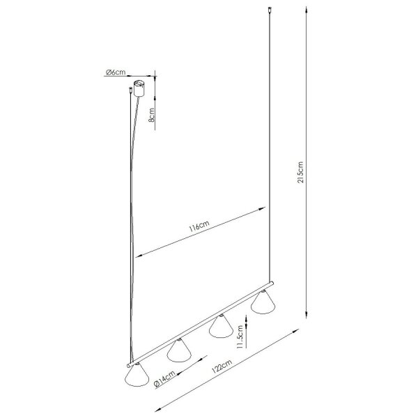 Pendelleuchte Stahl Braun 4-flammig Modern E14 L:122 cm