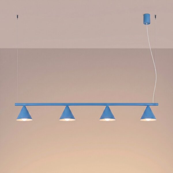Hängelampe Stahl Hellblau 4-flammig Modern E14 L:122cm