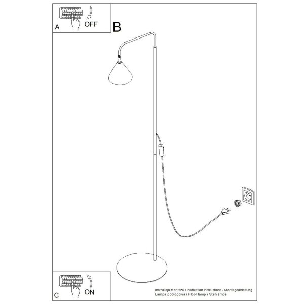 Stehlampe schwenkbar drehbar Stahl Taupe E14 H:165cm