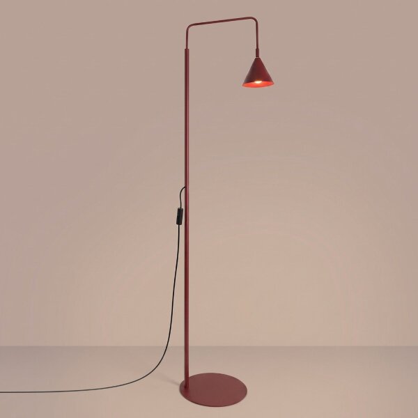 Stehlampe schwenkbar drehbar Stahl Burgund E14 H:165cm