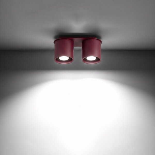 Deckenlampe Aluminium Burgund 2-flammig GU10 L:26cm