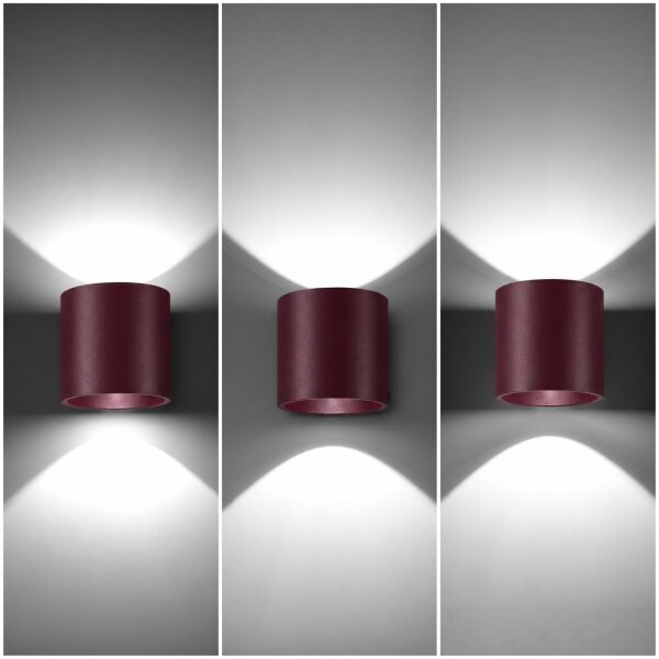 Wandlampe Up Down indirekt Aluminium Burgund G9 H:10cm