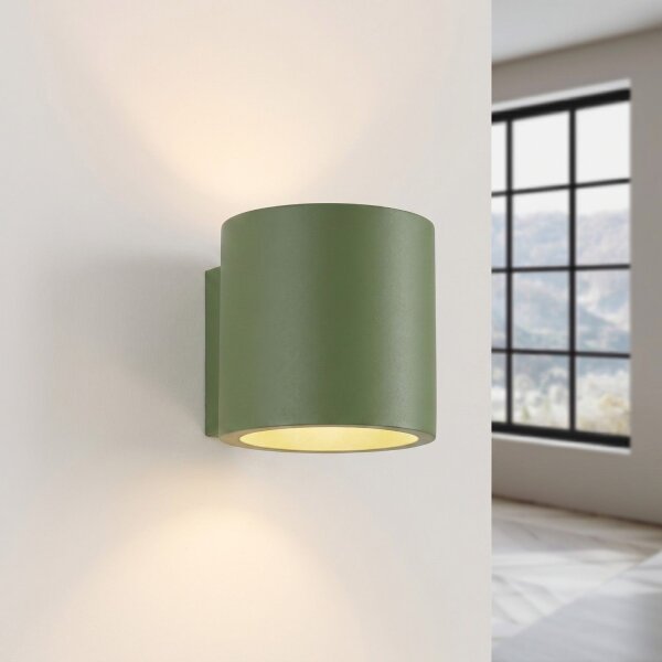 Wandlampe Up Down indirekt Aluminium Olivgrün G9 H:10cm