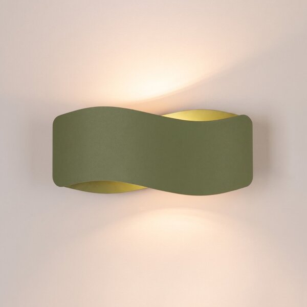 Wandlampe Up Down indirekt Stahl Olivgrün G9 L:30cm