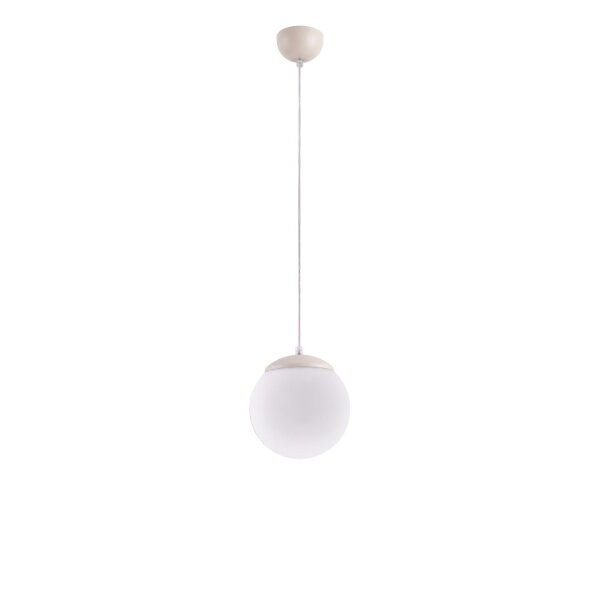 Hängelampe höhenverstellbar Glas Stahl Beige E27 Ø20cm