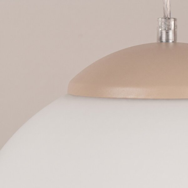 Hängelampe höhenverstellbar Glas Stahl Taupe E27 Ø30cm
