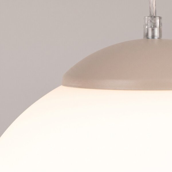 Hängelampe höhenverstellbar Glas Stahl Taupe E27 Ø40cm