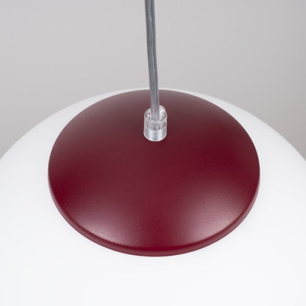 Hängelampe verstellbar Glas Stahl Burgund E27 Ø20cm