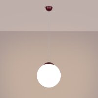 Hängelampe verstellbar Glas Stahl Burgund E27...