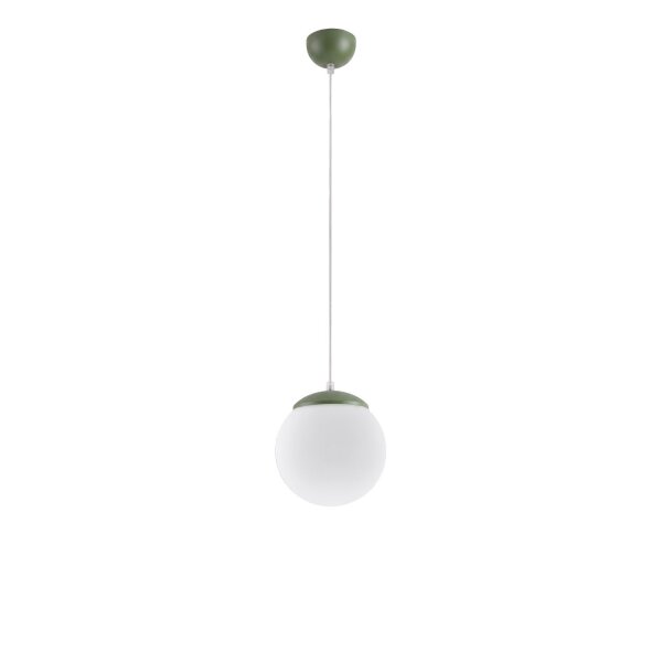 Hängelampe verstellbar Glas Stahl Olivgrün E27 Ø20cm