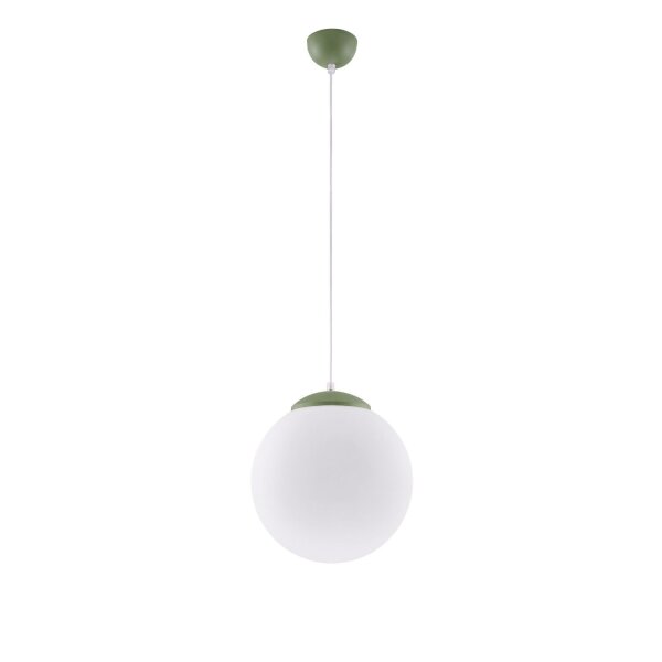 Hängelampe verstellbar Glas Stahl Olivgrün E27 Ø30cm