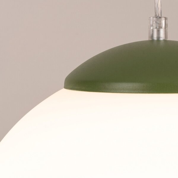 Hängelampe verstellbar Glas Stahl Olivgrün E27 Ø30cm