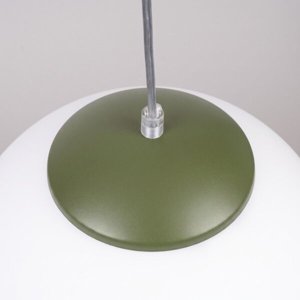 Hängelampe verstellbar Glas Stahl Olivgrün E27 Ø40cm