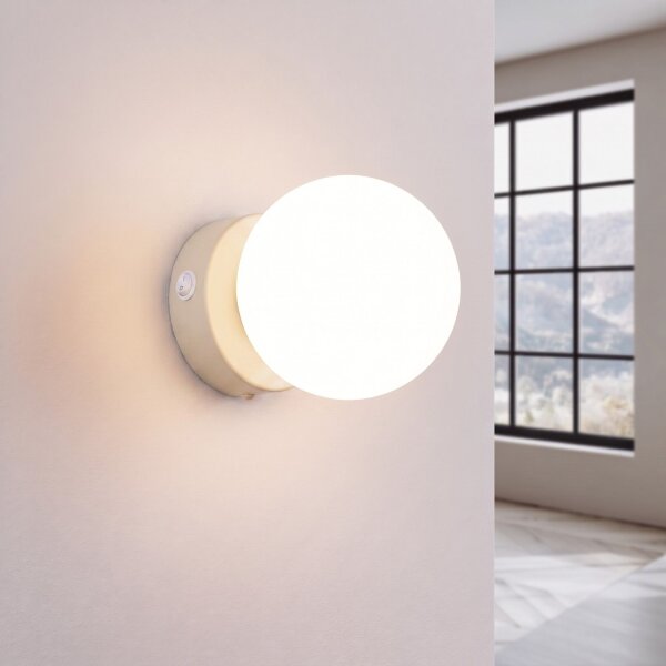 Wandlampe Schalter blendarm Glas Stahl Beige G9 B:12cm