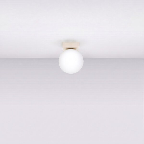 Deckenlampe blendarm Glas Stahl Beige satiniert G9 12cm