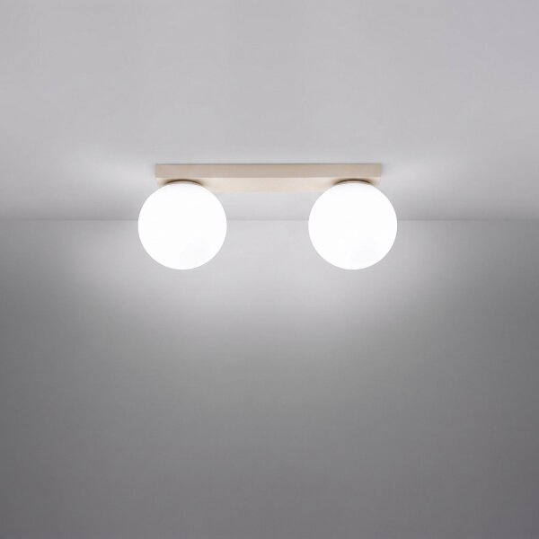 Deckenlampe blendarm Glas Stahl Beige G9 L:34,5 cm