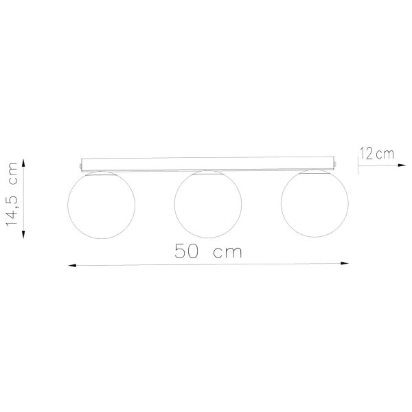 Deckenlampe blendarm Glas Stahl Beige 3-flammig G9 50cm