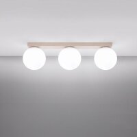 Deckenlampe blendarm Glas Stahl Beige 3-flammig G9 50cm